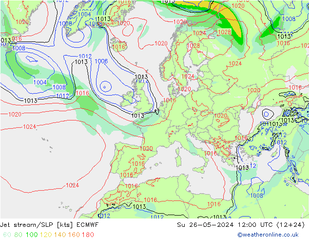 Prąd strumieniowy ECMWF nie. 26.05.2024 12 UTC