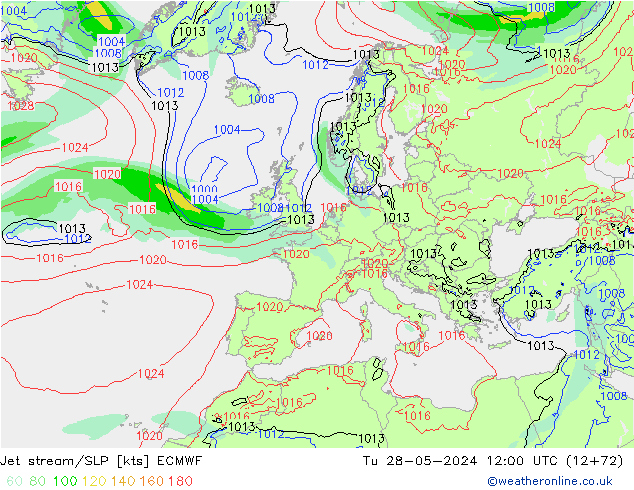 Jet stream ECMWF Ter 28.05.2024 12 UTC