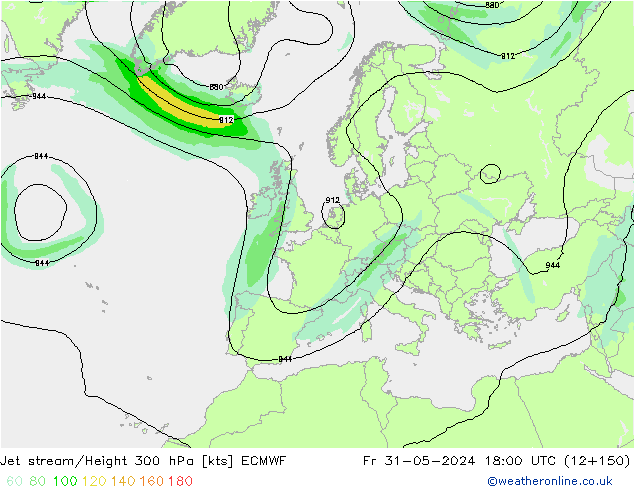 Straalstroom ECMWF vr 31.05.2024 18 UTC