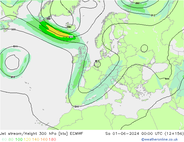 Prąd strumieniowy ECMWF so. 01.06.2024 00 UTC