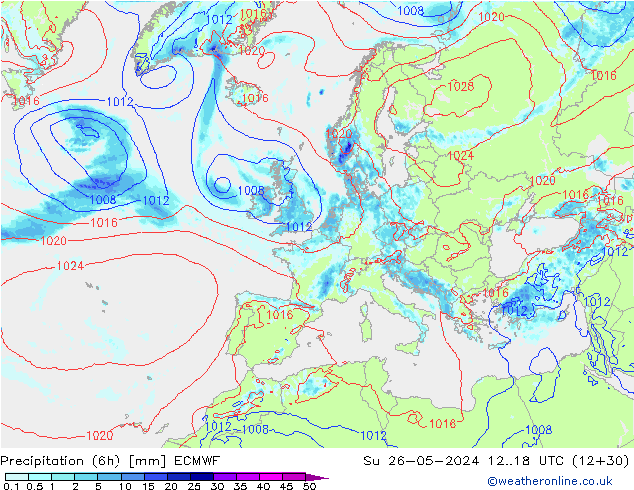 Z500/Rain (+SLP)/Z850 ECMWF Su 26.05.2024 18 UTC