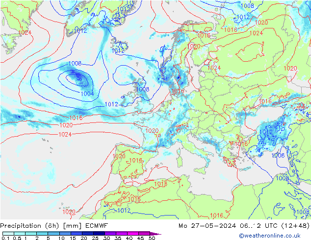 opad (6h) ECMWF pon. 27.05.2024 12 UTC