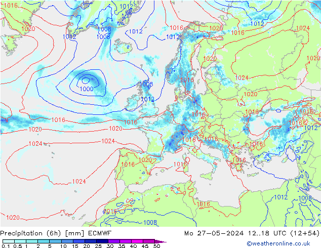 Z500/Rain (+SLP)/Z850 ECMWF Mo 27.05.2024 18 UTC