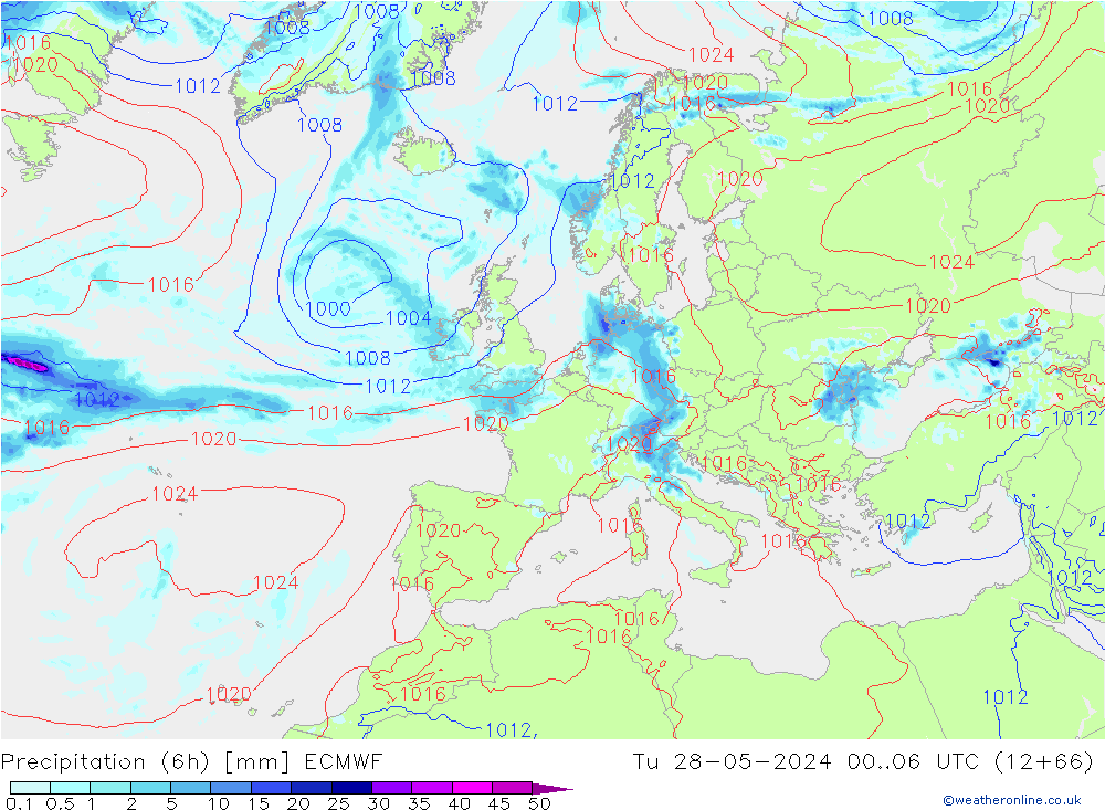 Z500/Rain (+SLP)/Z850 ECMWF Tu 28.05.2024 06 UTC