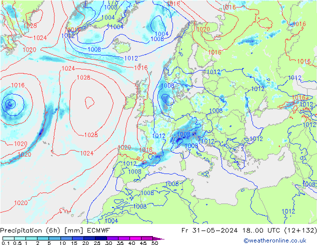 Z500/Rain (+SLP)/Z850 ECMWF Fr 31.05.2024 00 UTC