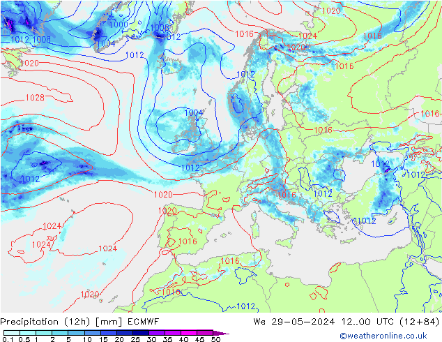 Nied. akkumuliert (12Std) ECMWF Mi 29.05.2024 00 UTC