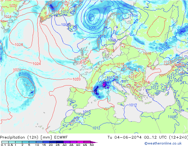 Precipitação (12h) ECMWF Ter 04.06.2024 12 UTC