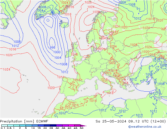 降水 ECMWF 星期六 25.05.2024 12 UTC