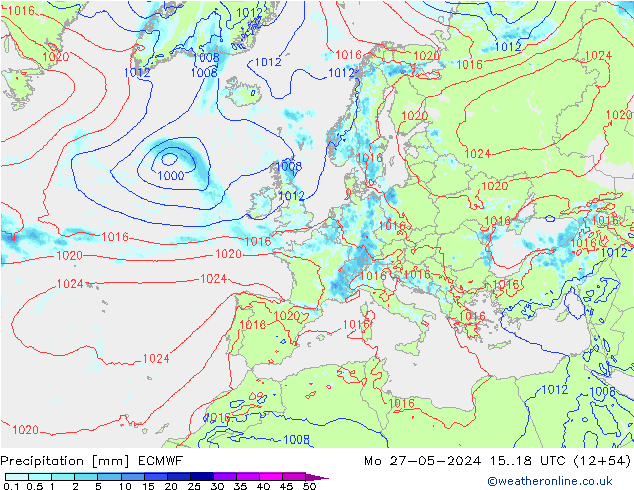 Précipitation ECMWF lun 27.05.2024 18 UTC