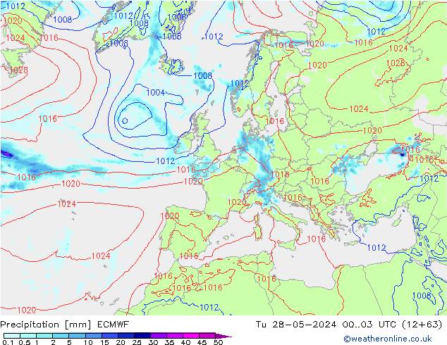 precipitação ECMWF Ter 28.05.2024 03 UTC