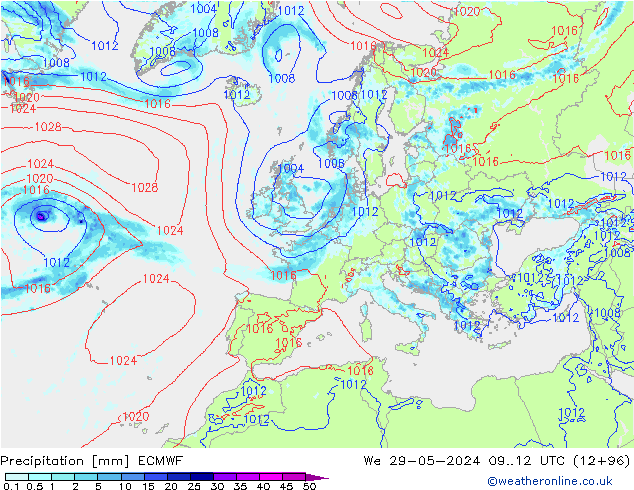 Precipitazione ECMWF mer 29.05.2024 12 UTC