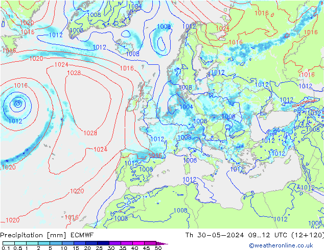 Precipitation ECMWF Th 30.05.2024 12 UTC