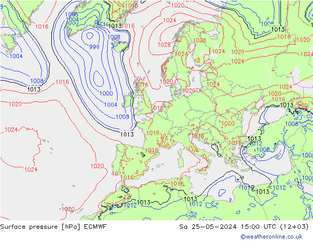 Luchtdruk (Grond) ECMWF za 25.05.2024 15 UTC