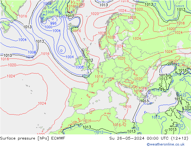 pression de l'air ECMWF dim 26.05.2024 00 UTC