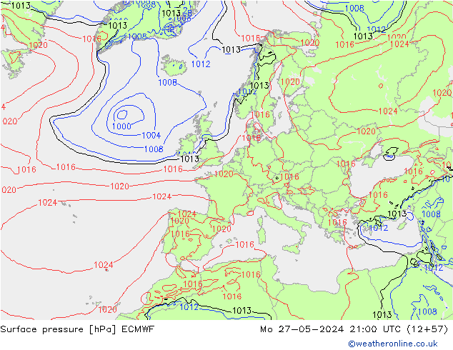 pression de l'air ECMWF lun 27.05.2024 21 UTC