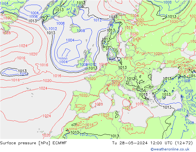 Surface pressure ECMWF Tu 28.05.2024 12 UTC