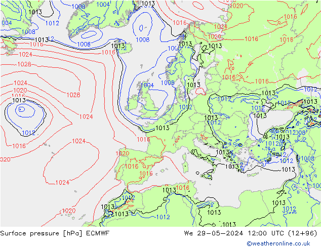 pression de l'air ECMWF mer 29.05.2024 12 UTC