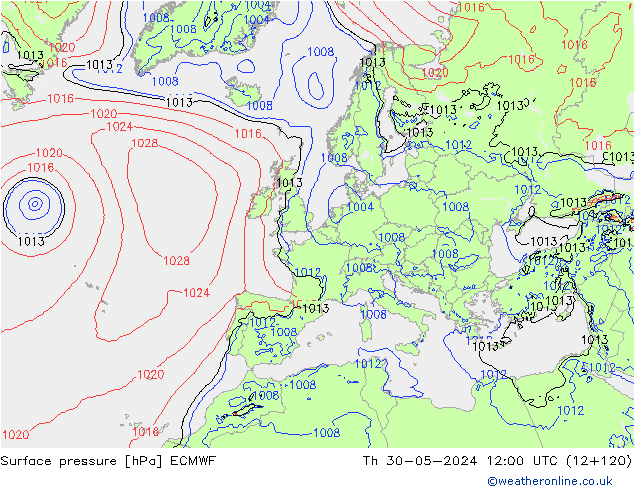 Yer basıncı ECMWF Per 30.05.2024 12 UTC