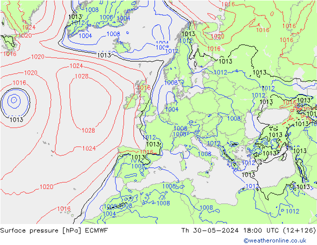 Bodendruck ECMWF Do 30.05.2024 18 UTC