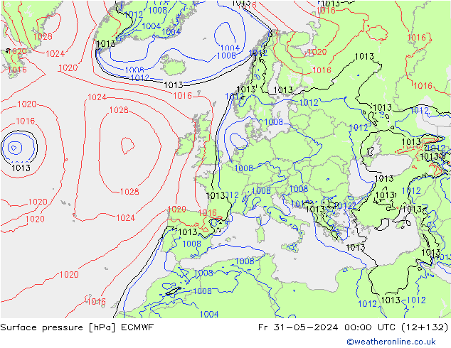 Surface pressure ECMWF Fr 31.05.2024 00 UTC