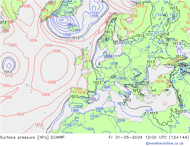 Bodendruck ECMWF Fr 31.05.2024 12 UTC