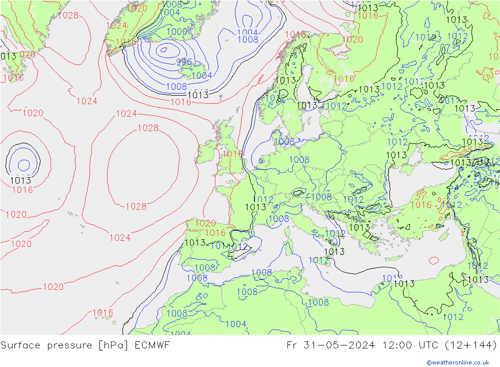 ciśnienie ECMWF pt. 31.05.2024 12 UTC