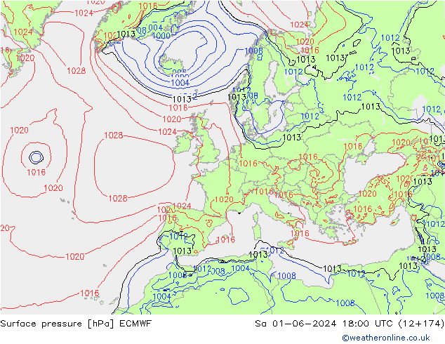 Luchtdruk (Grond) ECMWF za 01.06.2024 18 UTC