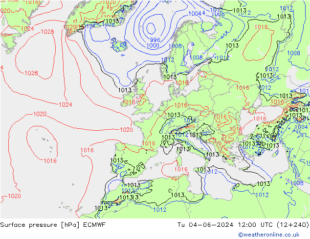 ciśnienie ECMWF wto. 04.06.2024 12 UTC