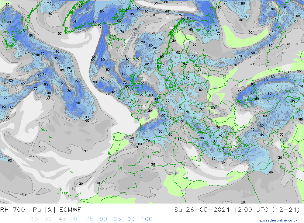 RH 700 hPa ECMWF  26.05.2024 12 UTC