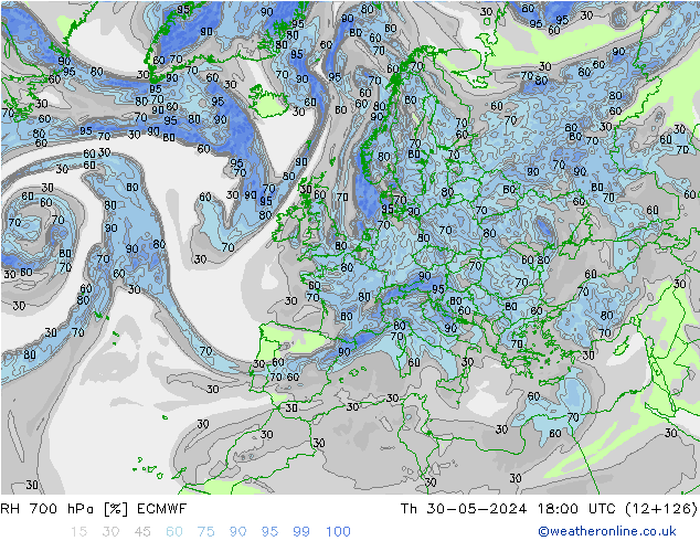 RV 700 hPa ECMWF do 30.05.2024 18 UTC