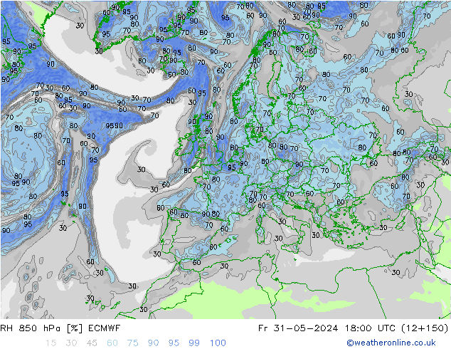 RH 850 hPa ECMWF Fr 31.05.2024 18 UTC