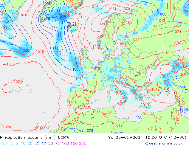 Totale neerslag ECMWF za 25.05.2024 18 UTC