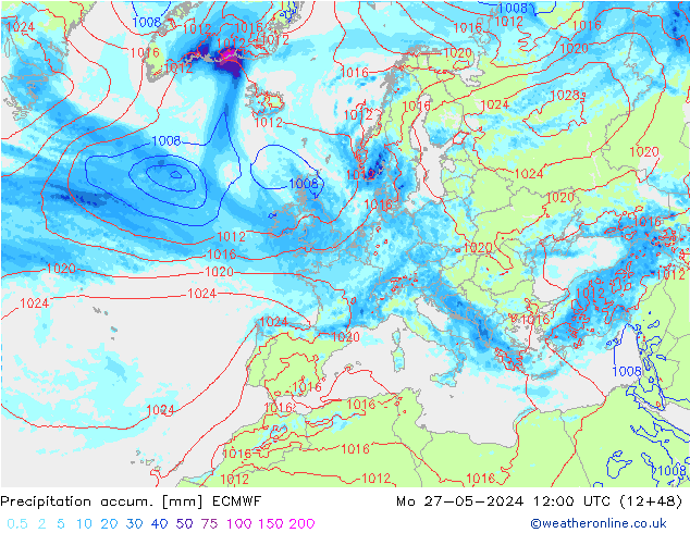 Precipitation accum. ECMWF  27.05.2024 12 UTC