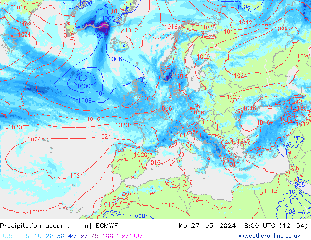 Precipitation accum. ECMWF Seg 27.05.2024 18 UTC