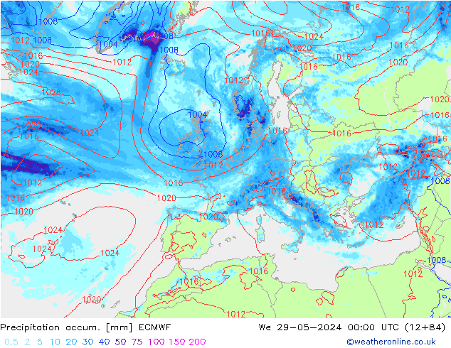 Nied. akkumuliert ECMWF Mi 29.05.2024 00 UTC