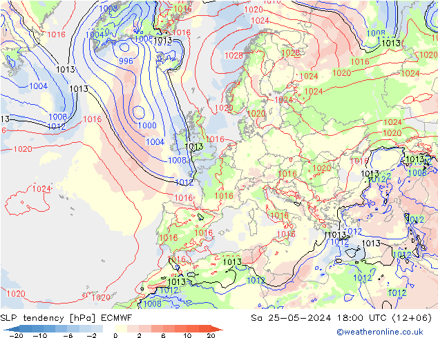 тенденция давления ECMWF сб 25.05.2024 18 UTC