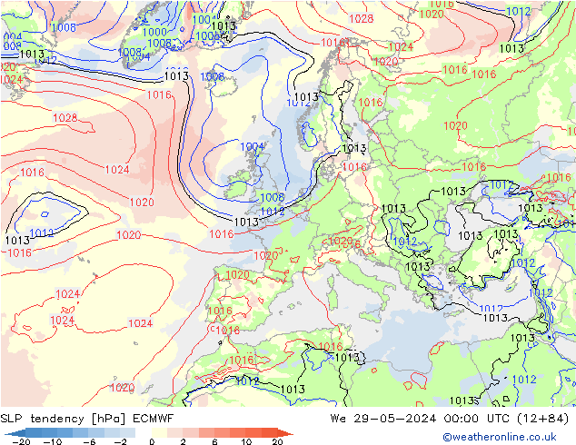 Druktendens (+/-) ECMWF wo 29.05.2024 00 UTC