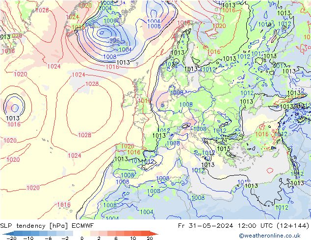 Tendance de pression  ECMWF ven 31.05.2024 12 UTC