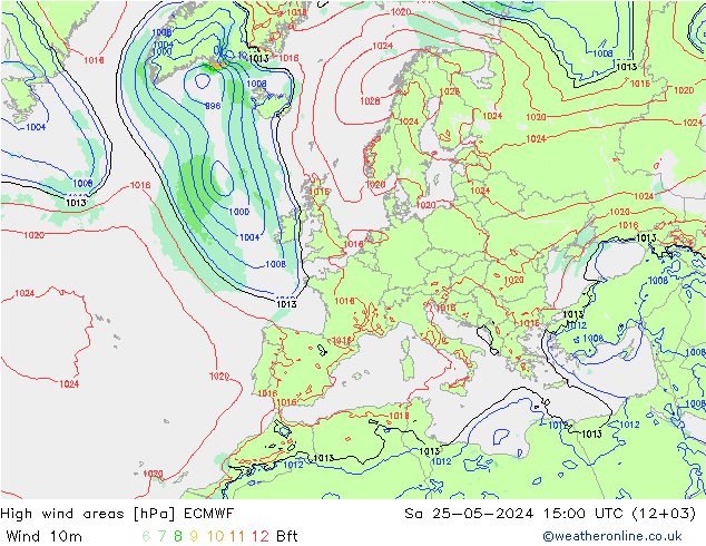 High wind areas ECMWF sam 25.05.2024 15 UTC