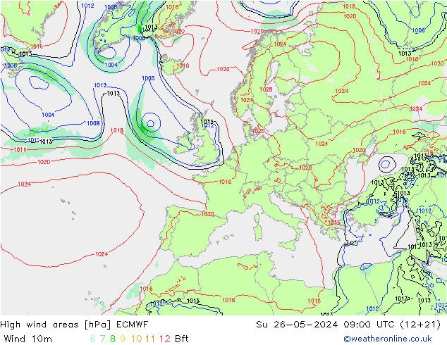 High wind areas ECMWF dim 26.05.2024 09 UTC