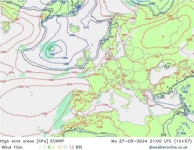 High wind areas ECMWF lun 27.05.2024 21 UTC