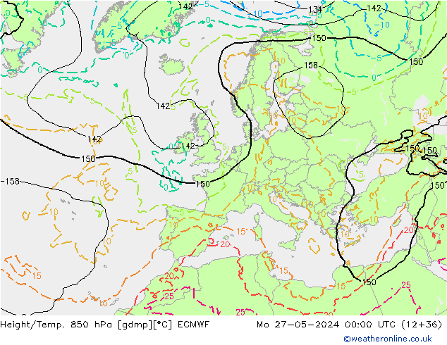 Z500/Rain (+SLP)/Z850 ECMWF Mo 27.05.2024 00 UTC