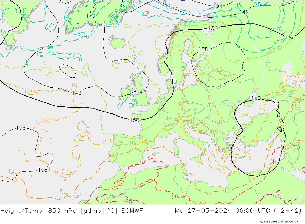 Z500/Yağmur (+YB)/Z850 ECMWF Pzt 27.05.2024 06 UTC