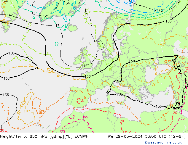 Z500/Rain (+SLP)/Z850 ECMWF ср 29.05.2024 00 UTC