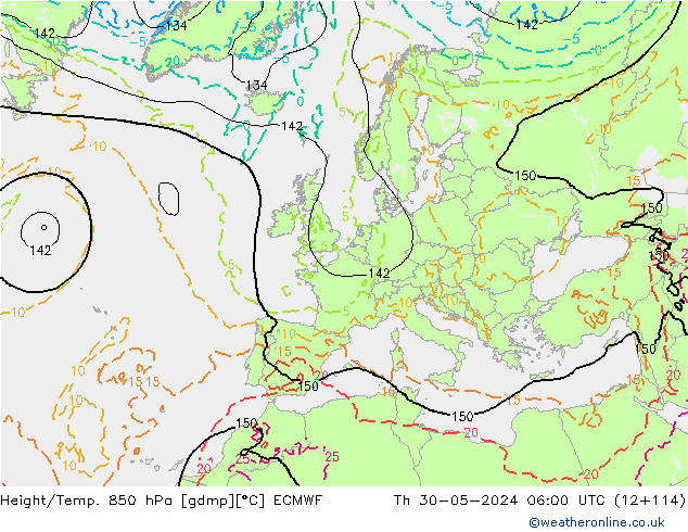 Z500/Rain (+SLP)/Z850 ECMWF Qui 30.05.2024 06 UTC