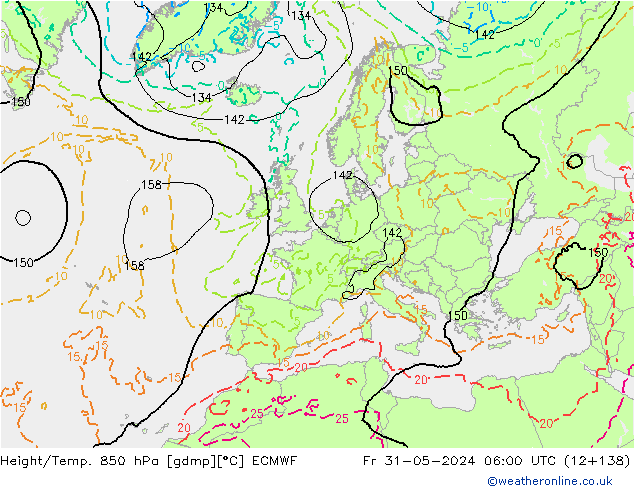 Z500/Rain (+SLP)/Z850 ECMWF ven 31.05.2024 06 UTC