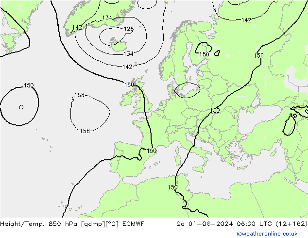 Height/Temp. 850 hPa ECMWF Sa 01.06.2024 06 UTC