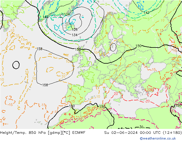 Z500/Regen(+SLP)/Z850 ECMWF zo 02.06.2024 00 UTC