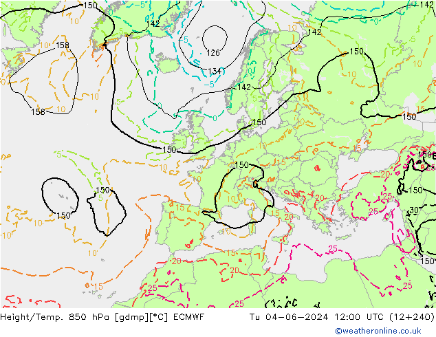 Geop./Temp. 850 hPa ECMWF mar 04.06.2024 12 UTC