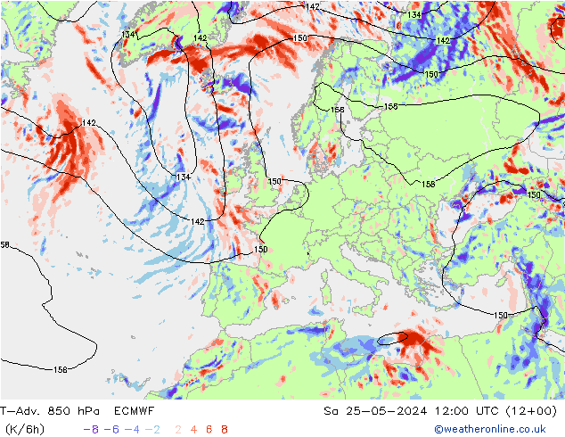 T-Adv. 850 hPa ECMWF  25.05.2024 12 UTC